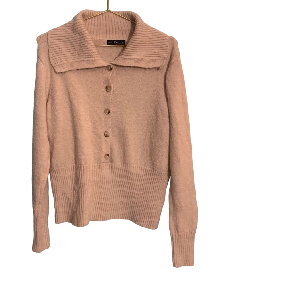 5for20 Emery Rose cream tan large collar button down sweater